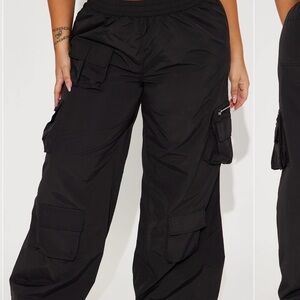 Fashion Nova Black Cargo Pants Relaxed Fit